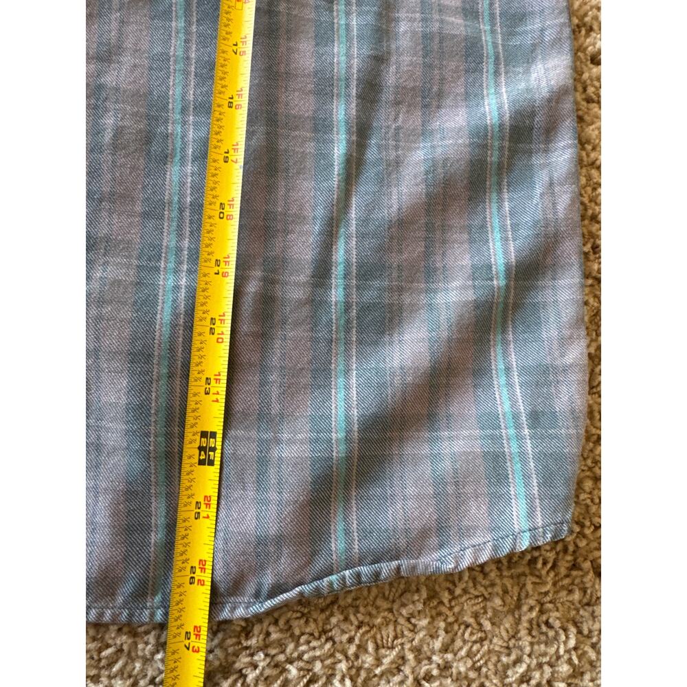 The North Face Small Faded Teal Blue Gray Tartan Plaid Flannel Button Down Shirt - Picture 7 of 8